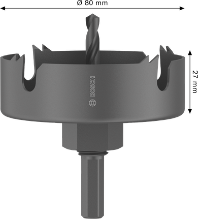 Serra copo tipo mandril Bosch para madeira e drywall 80 x 27 mm.